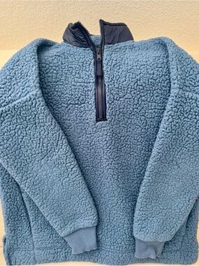aerie Blue Sherpa Comfy Half-Zip Pullover
